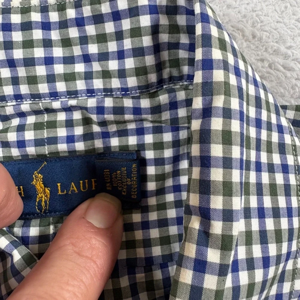 Ralph Lauren Shirt Mens Small Multicolor Micro Gingham Pony Logo Button Down - Picture 4 of 9